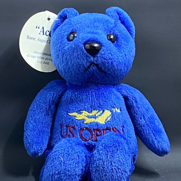 RARE 1999 U.S. Open Tennis Plush Beanie Bear ACE - Picture 1 of 3